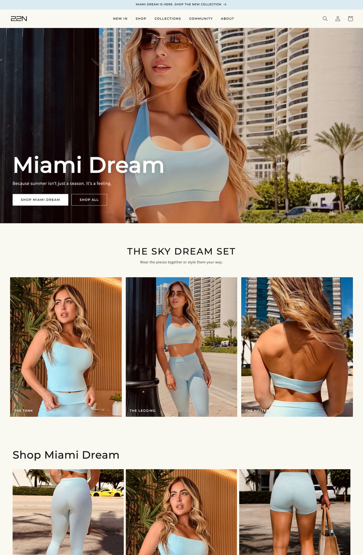 22 natiON homepage — Miami Dream collection hero