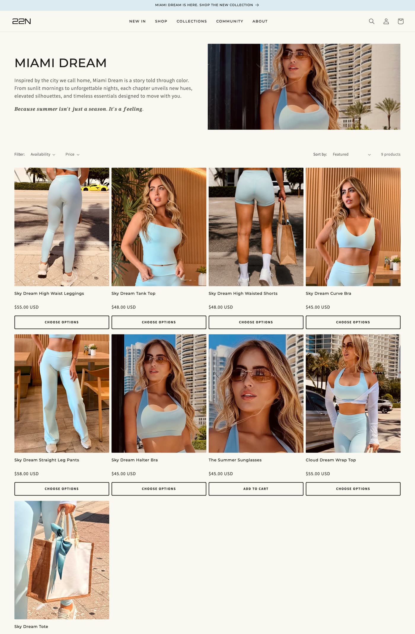 22 natiON — Miami Dream collection page