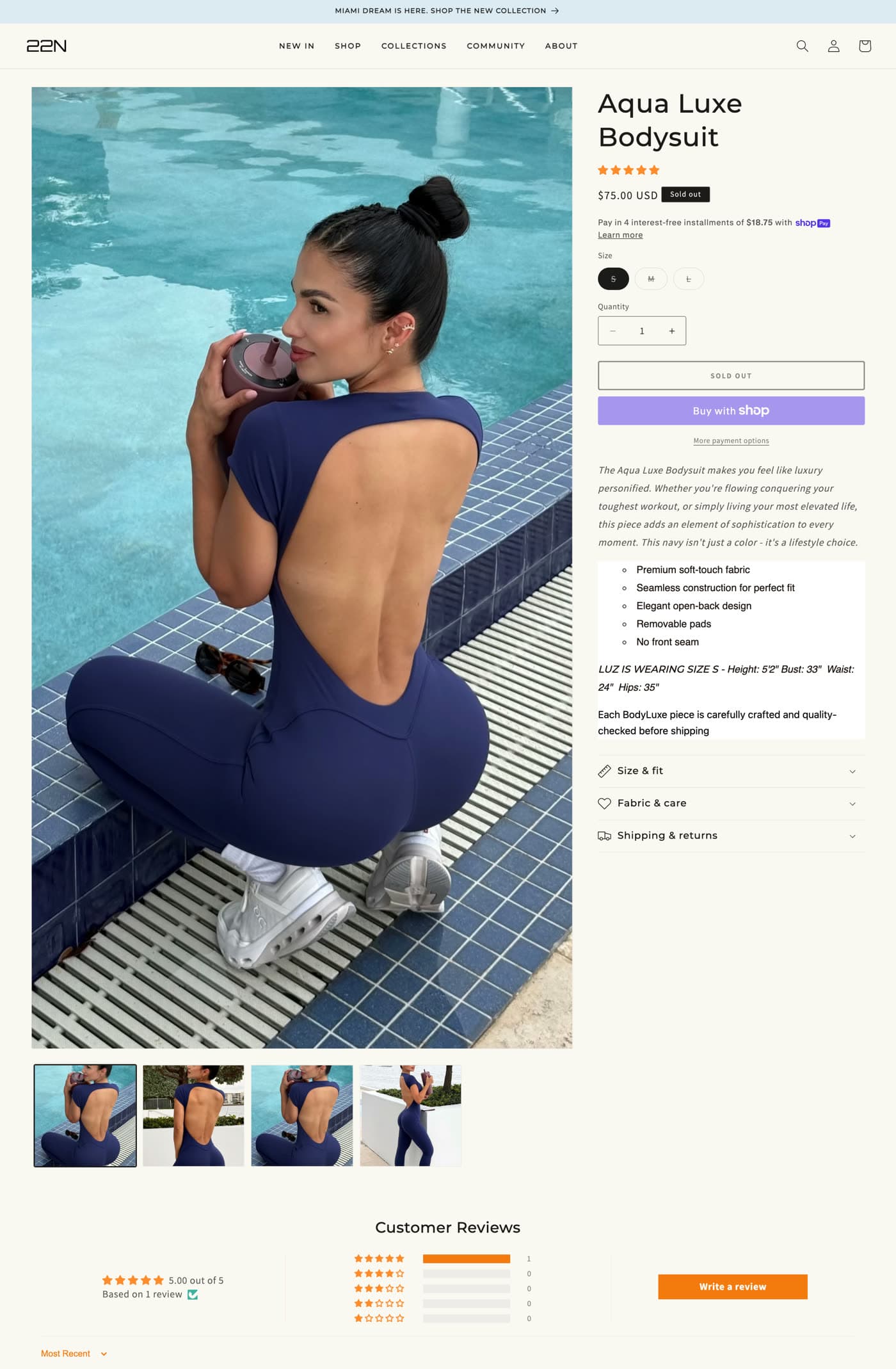 22 natiON — Aqua Luxe bodysuit product page