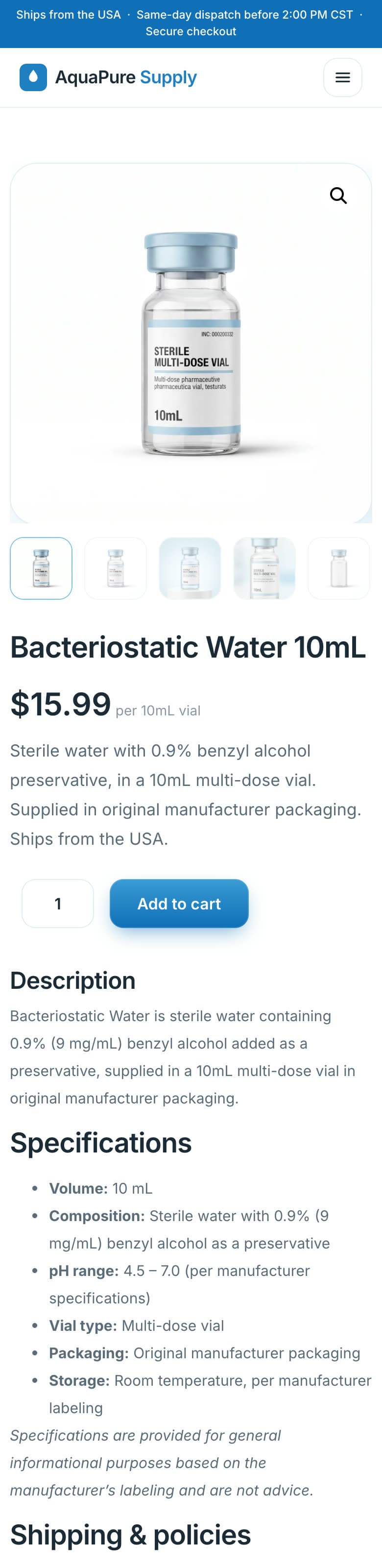 Aqua Pure Supply mobile — product page