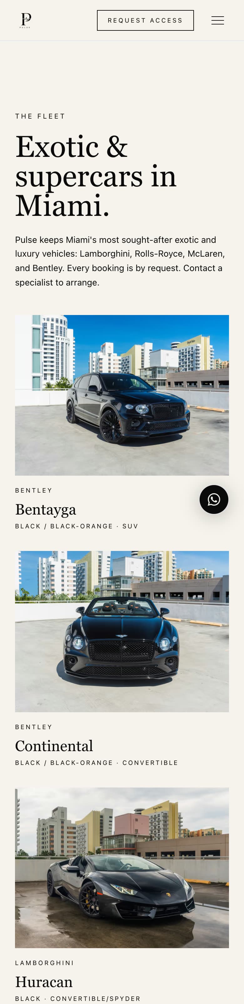 Pulse mobile website — fleet