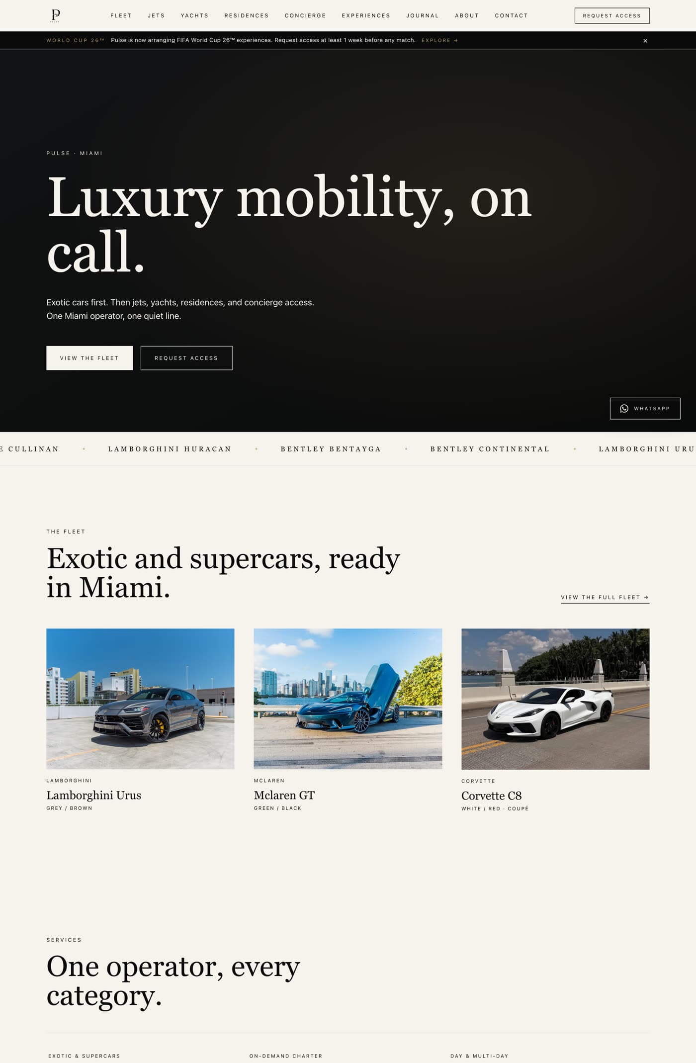 Pulse website — luxury mobility homepage