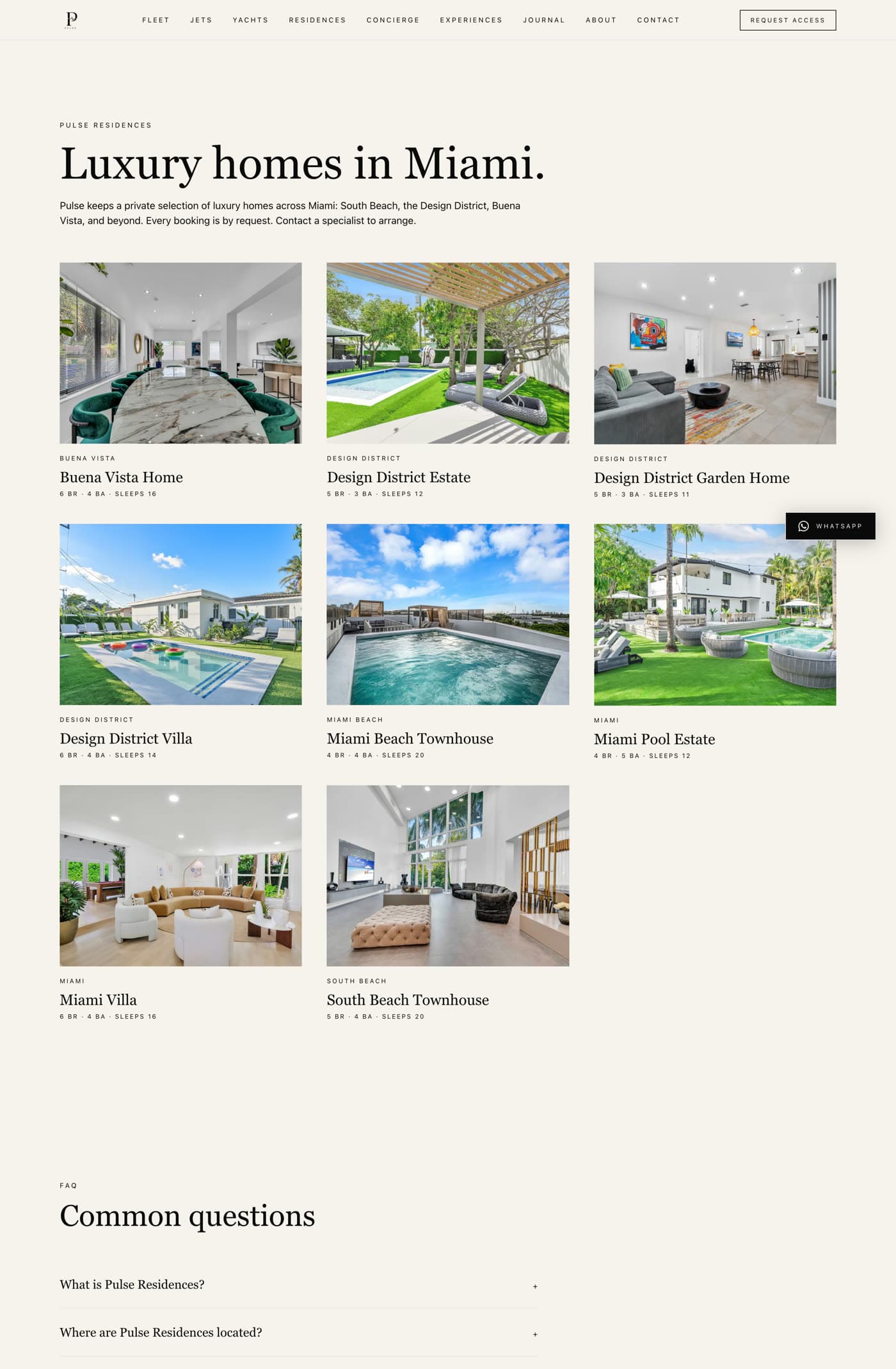 Pulse website — luxury residences