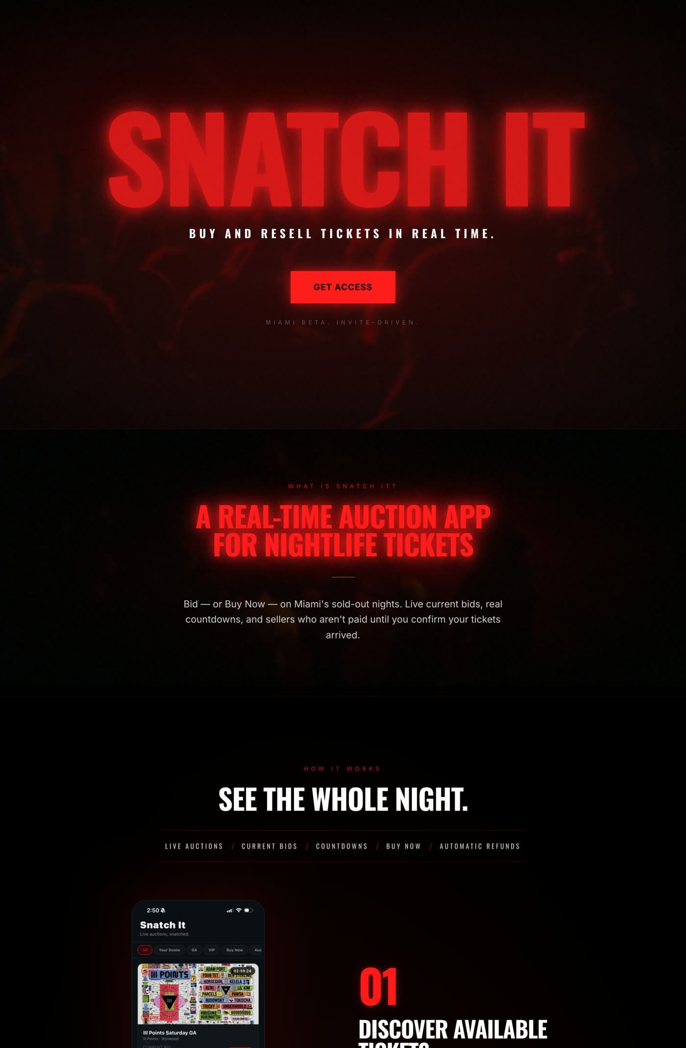 Snatch It website — landing page hero